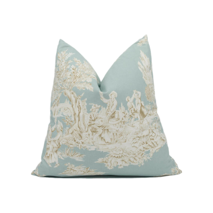 Harlequin - Etienne - Duckegg / Cappuccino / White - Enchanting Toile De Jouy Cushion Cover - Handmade Throw Pillow - Designer Home Décor.