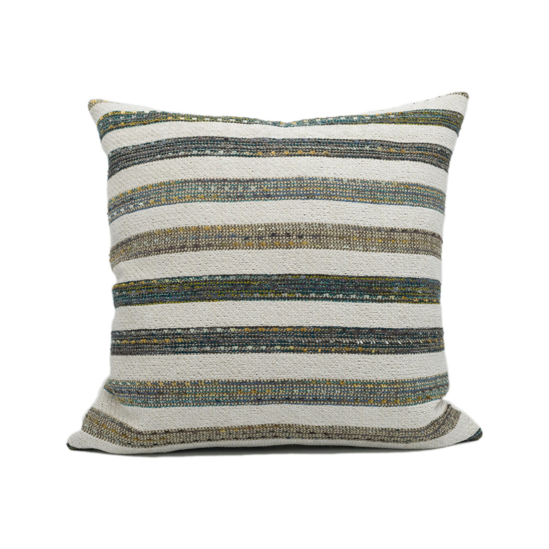 Clarke &amp; Clarke - Elias - Kingfisher - Rustic Woven Chenille Boucle Striped Cushion Cover - Handmade Throw Pillow - Designer Home Décor