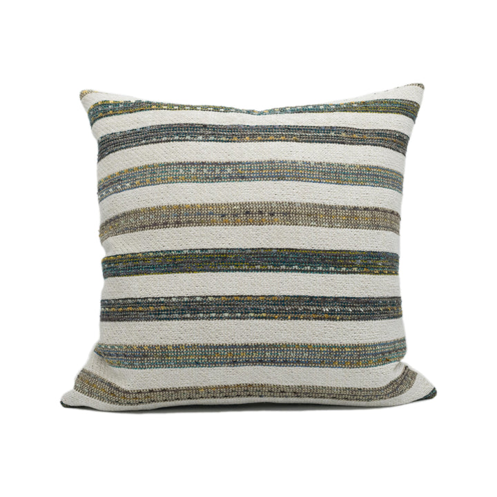 Clarke &amp; Clarke - Elias - Kingfisher - Rustic Woven Chenille Boucle Striped Cushion Cover - Handmade Throw Pillow - Designer Home Décor