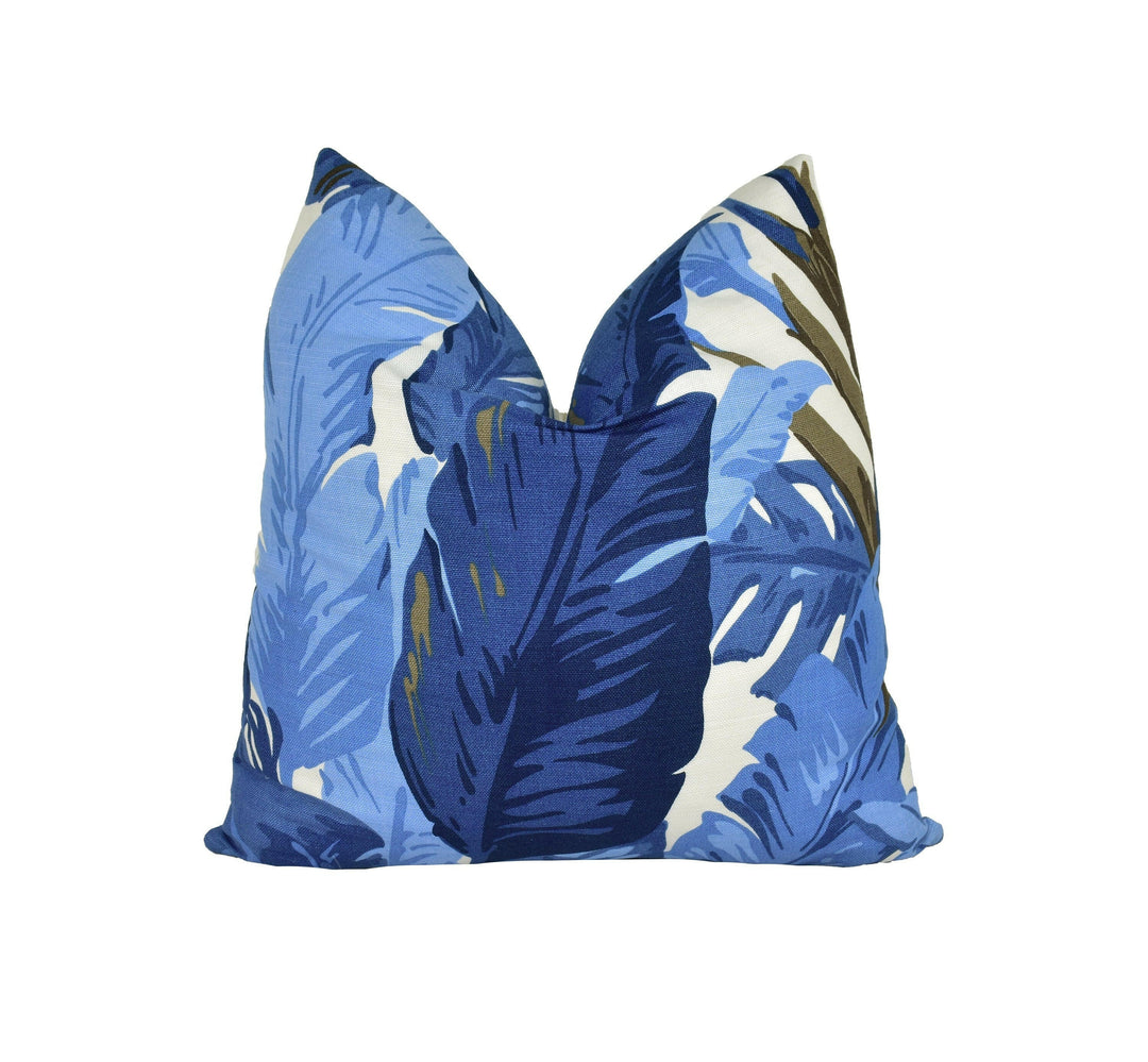 Thibaut Travelers Palm Navy Blue and White Cushion Cover Pillow Throw Designer Home Decor.