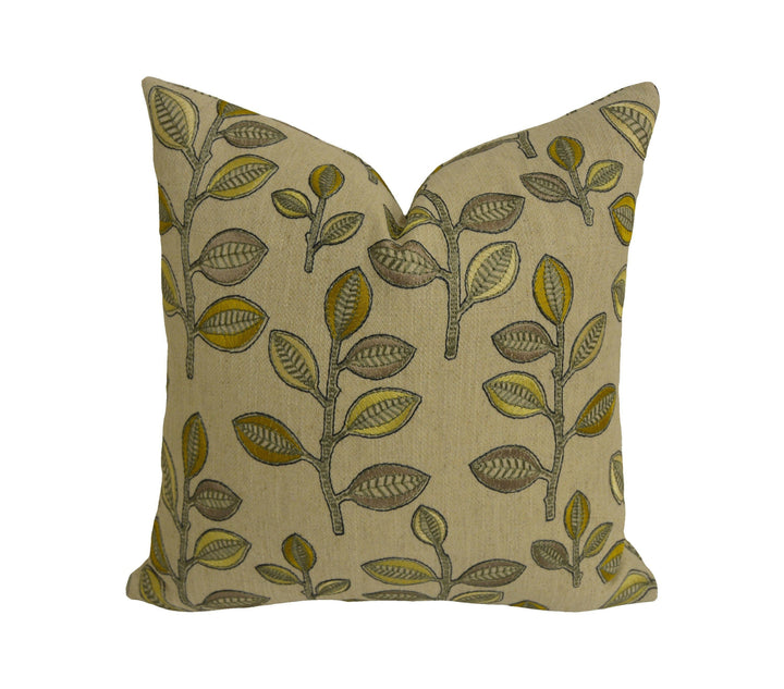 Prestigious - Bourton - Mimosa - Contemporary Embroidered Leaf Cushion Cover - Handmade Throw Pillow Designer Home Decor.