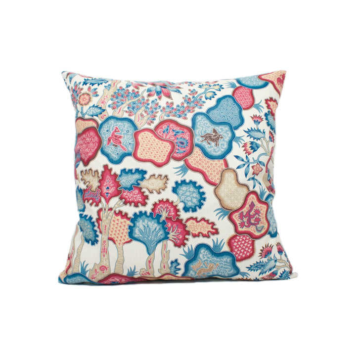 Scalamandre - Ziba - Peacock Rose - Charming Bright Indonesian Batik Chintz Cushion Cover - Handmade Throw Pillow - Designer Home Décor.
