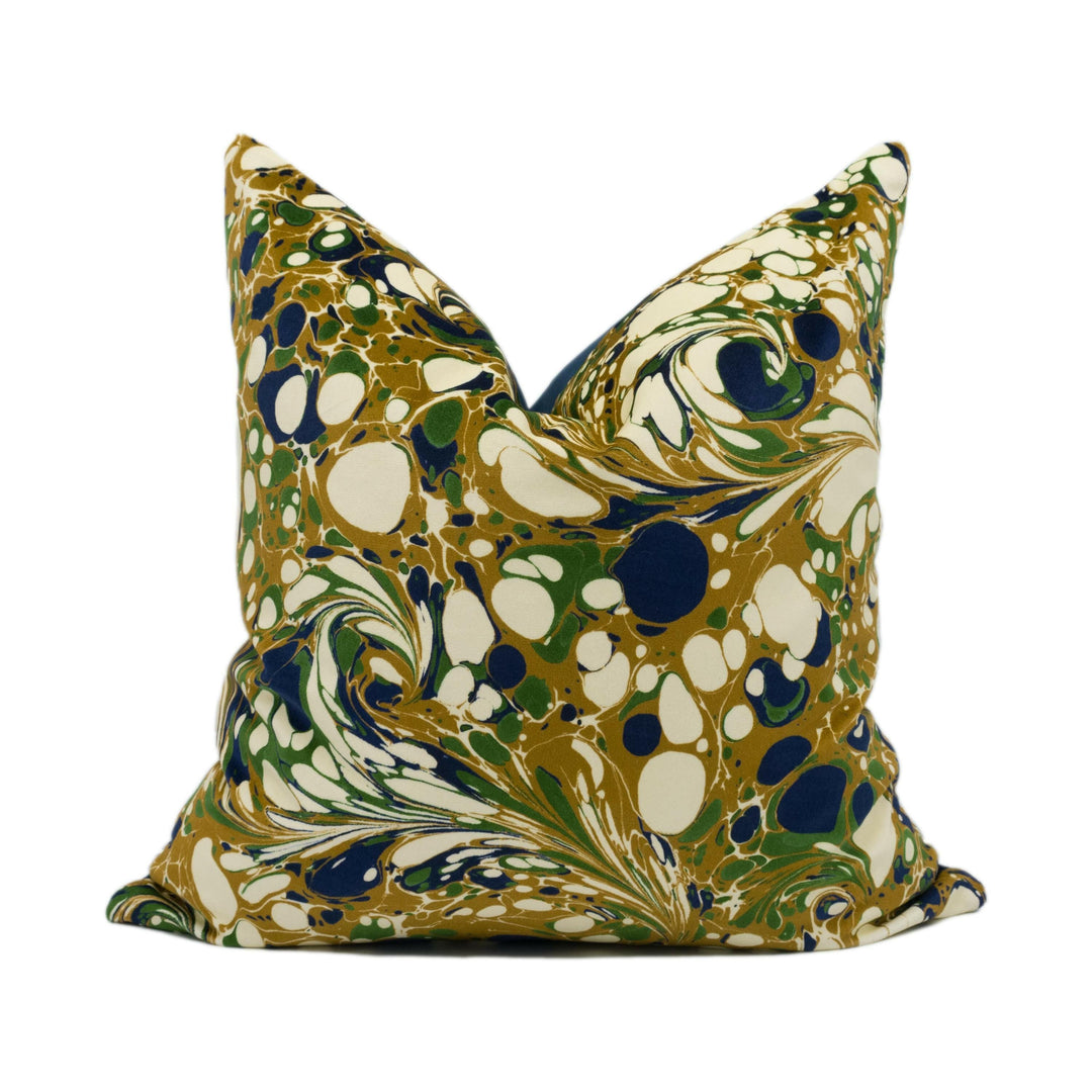 Beata Heuman - Dappled Velvet - Modern Abstract Ink Marble Tie Dye Velvet Cushion Cover - Handmade Throw Pillow - Designer Home Decor.