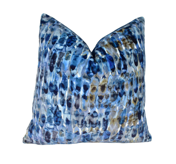 Harlequin - Kelambu - Indigo / Pebble - Stunning Watercolour Effect Velvet Cushion Cover Throw Pillow Designer Home Decor.