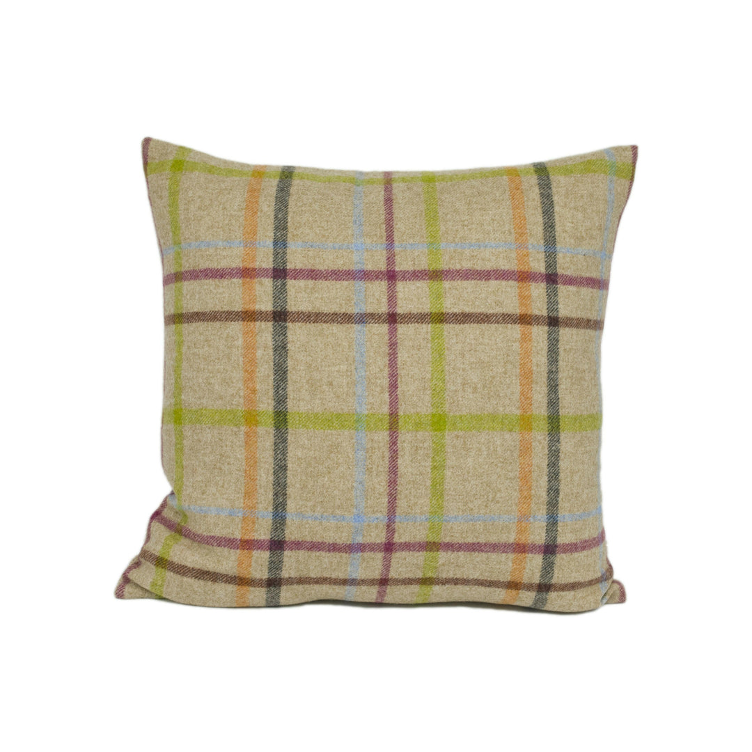 Abraham Moon - Multicheck - Natural -  100% Wool Cushion Cover - Designer Plaid Pillow Cover - Handmade Custom Abraham Moon Pillowmade.