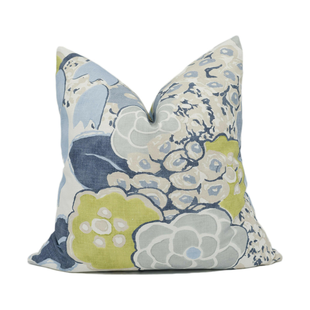 Anna French x Thibaut - Laura - Citrus and Blue - Bold Vintage Retro Floral Designer Cushion Cover - Luxury Throw Pillow - Handmade Home.
