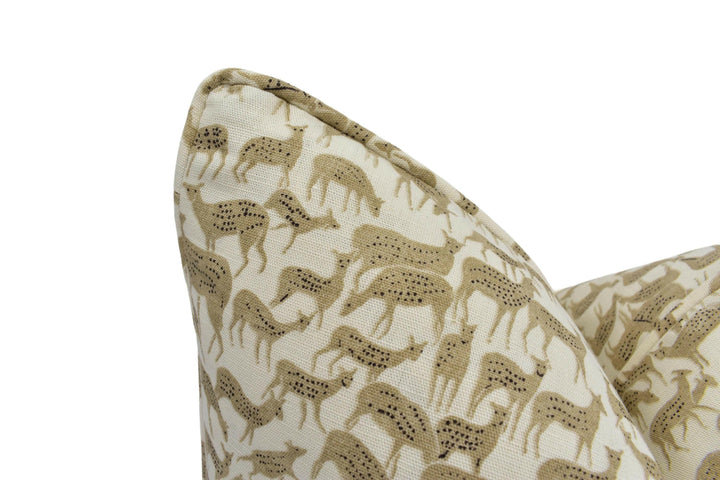 Schumacher - Fauna - Natural - Charming & Unique Designer Deer Cushion Cover - Luxury Throw Pillow - Handmade Home Decor Scatter Sofa.