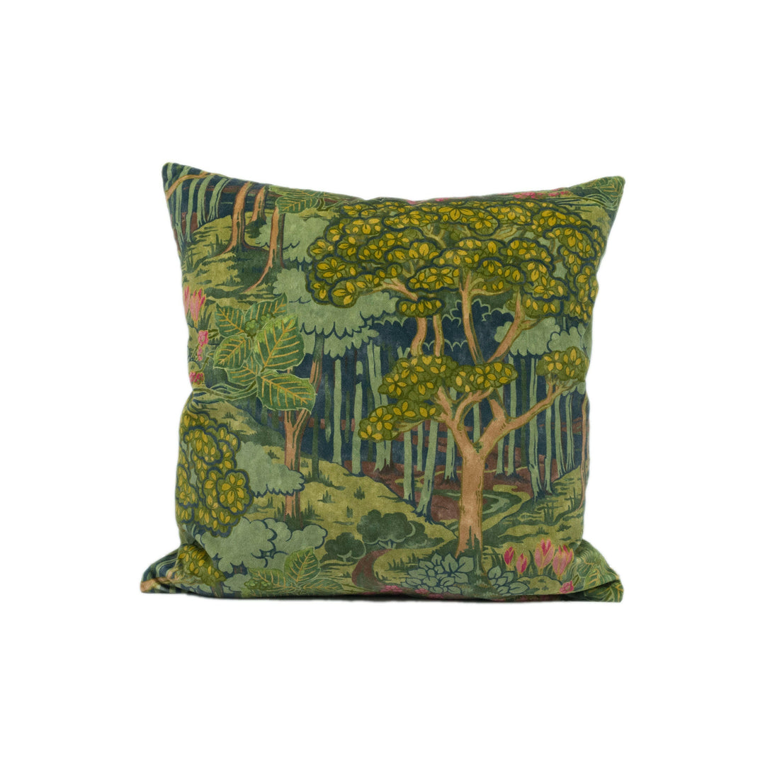 GP & J Baker - Ruskin Velvet - Emerald - Charming Woodland Print Plush Velvet Cushion Cover - Handmade Throw Pillow - Designer Home Décor.