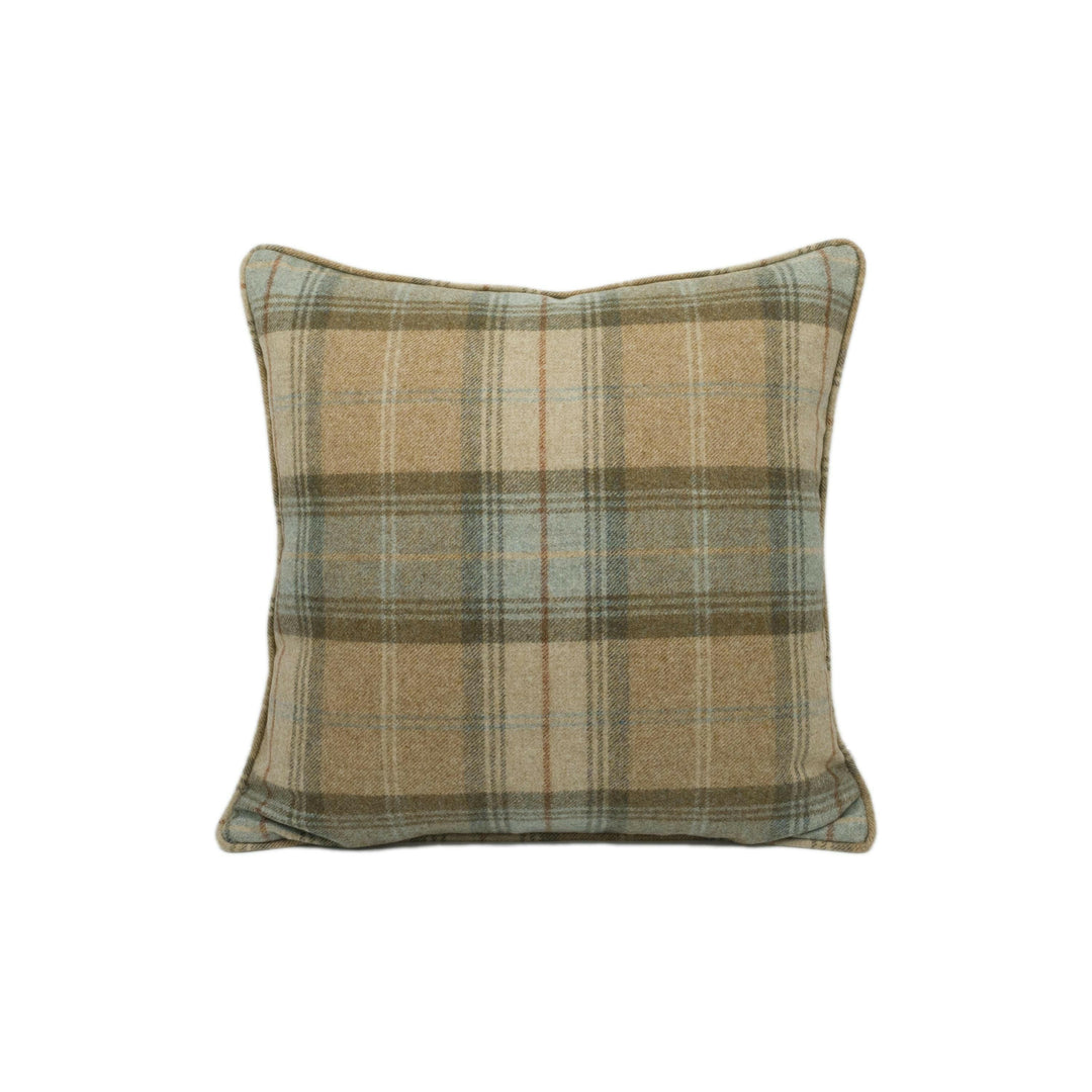 Abraham Moon - Stroud - Eau De Nil - 100% Wool Cushion Cover - Designer Plaid Pillow Cover - Handmade Custom Abraham Moon Pillow.