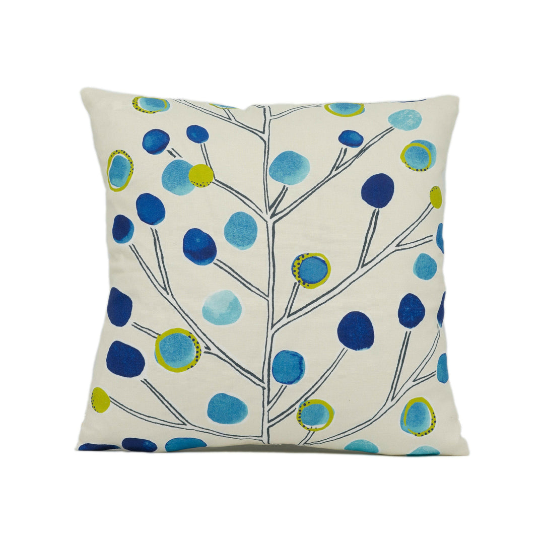 Scion - Berry Tree - Peacock / Powder Blue / Lime / Neutral - Artistic Colourful Tree Cushion Cover - Handmade Designer Home Décor.