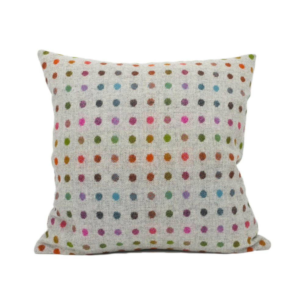 Abraham Moon - Multispot - Grey -  100% Wool Cushion Cover - Designer Plaid Pillow Cover - Handmade Custom Abraham Moon Pillow.