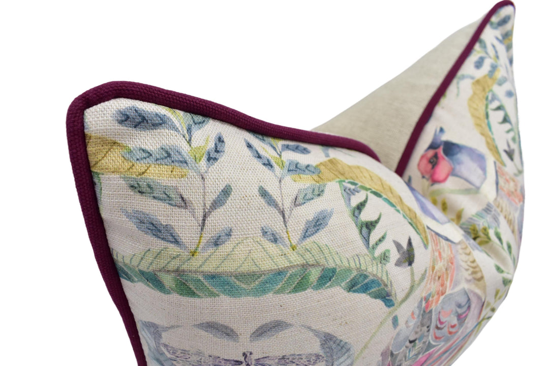 a close up of a pillow on a white background