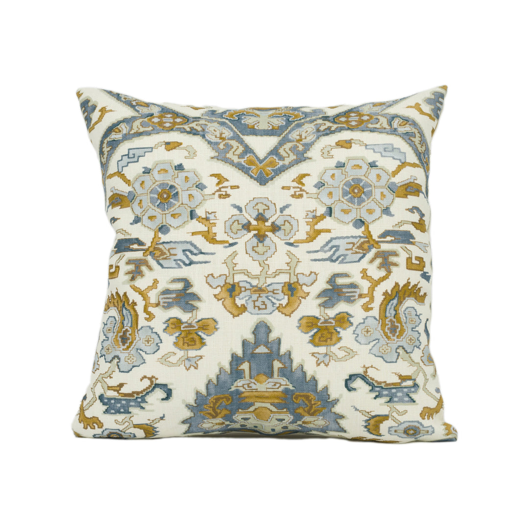 Cowtan & Tout Vermeer Cushion – Indigo Anatolian Linen Print