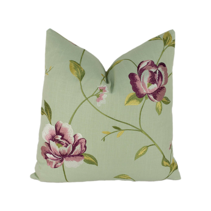 Clarke &amp; Clarke - Alderley - Heather - Stunning Embroidered Floral Cushion Cover Throw Pillow Designer Home Decor.