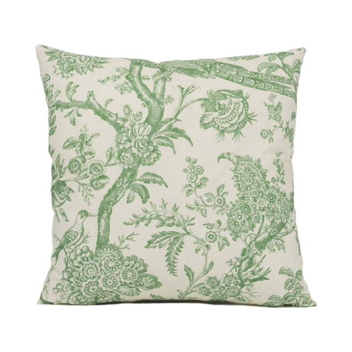 Brunschwig &amp; Fils - Cevennes print - Aloe - Floral Chinoiserie Inspired Bird Cushion Cover - Handmade Throw Pillow - Designer Home Décor