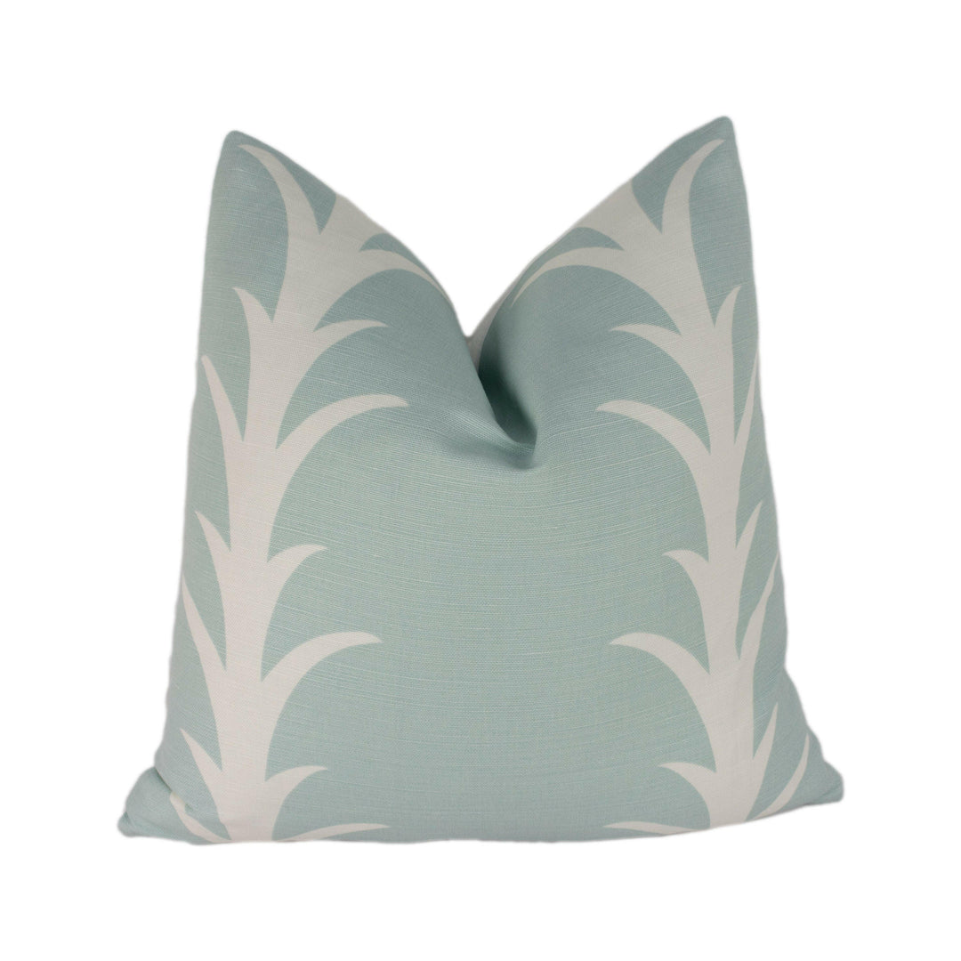 Schumacher - Acanthus Stripe - Sky - Elegant Stylized Striped Designer Cushion Cover - Handmade Throw Pillow Designer Home.