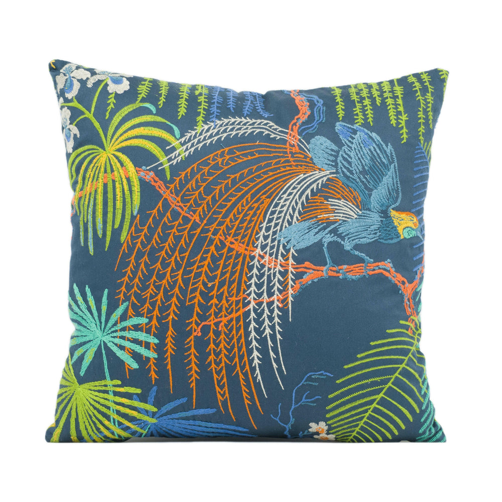 Sanderson - Rain Forest Embroidery - Tropical Night - Exotic Embroidered Cushion Cover - Handmade Throw Pillow - Designer Home Décor.