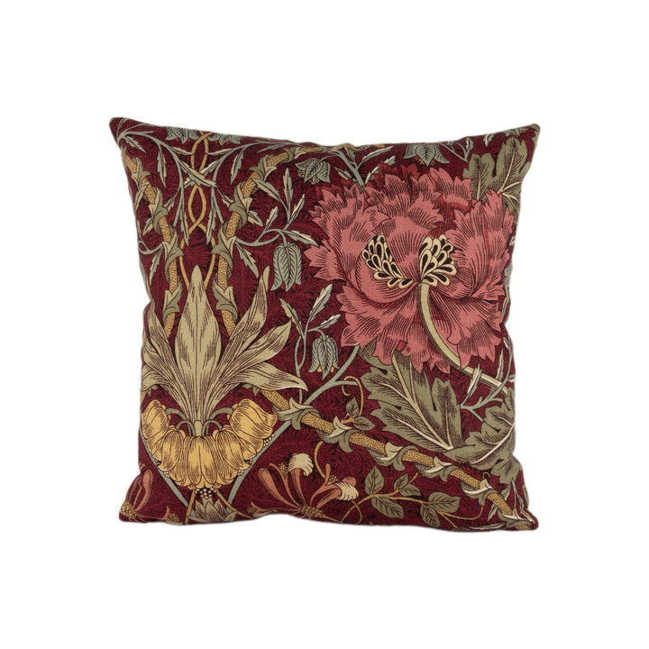 William Morris - Honeysuckle &amp; Tulip - Wine / Bayleaf - Stunning Classic English Designer Cushion Cover Home Décor Throw Pillow.