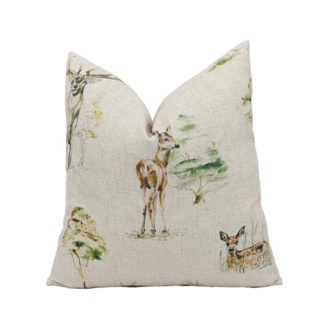 Clarke and Clarke - Deer - Linen - Stunning Designer Cushion Cover Home Décor Throw Pillow.