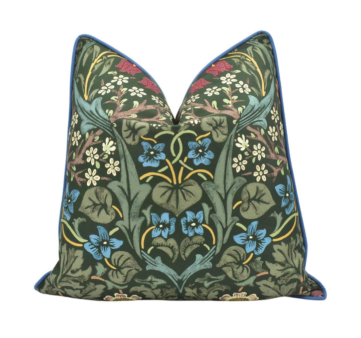William Morris - Blackthorn - Green - Spectacular Classic Morris Handprint Style Designer Cushion Cover - Luxury Throw Pillow Handmade Home.