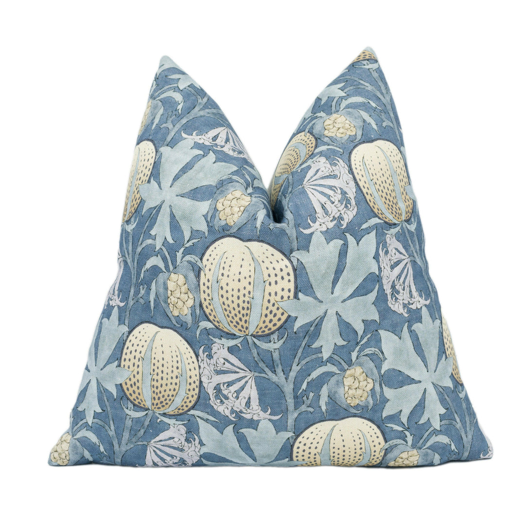 GP and J Baker - Pumpkins - Indigo - Inspired 20th Century Archival Bloc Print Designer Cushion Cover - Luxury Throw Pillow - Handmade Home.