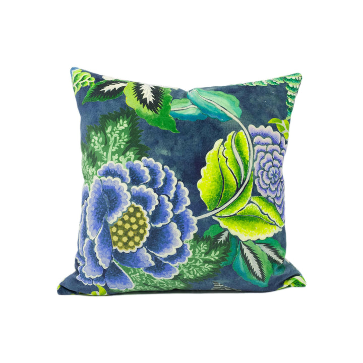 Designers Guild - Rose De Damas Velours - Indigo - Designer Floral Velvet Cushion Cover - Geometric Pillow Cover - Statement Floral Pillow.