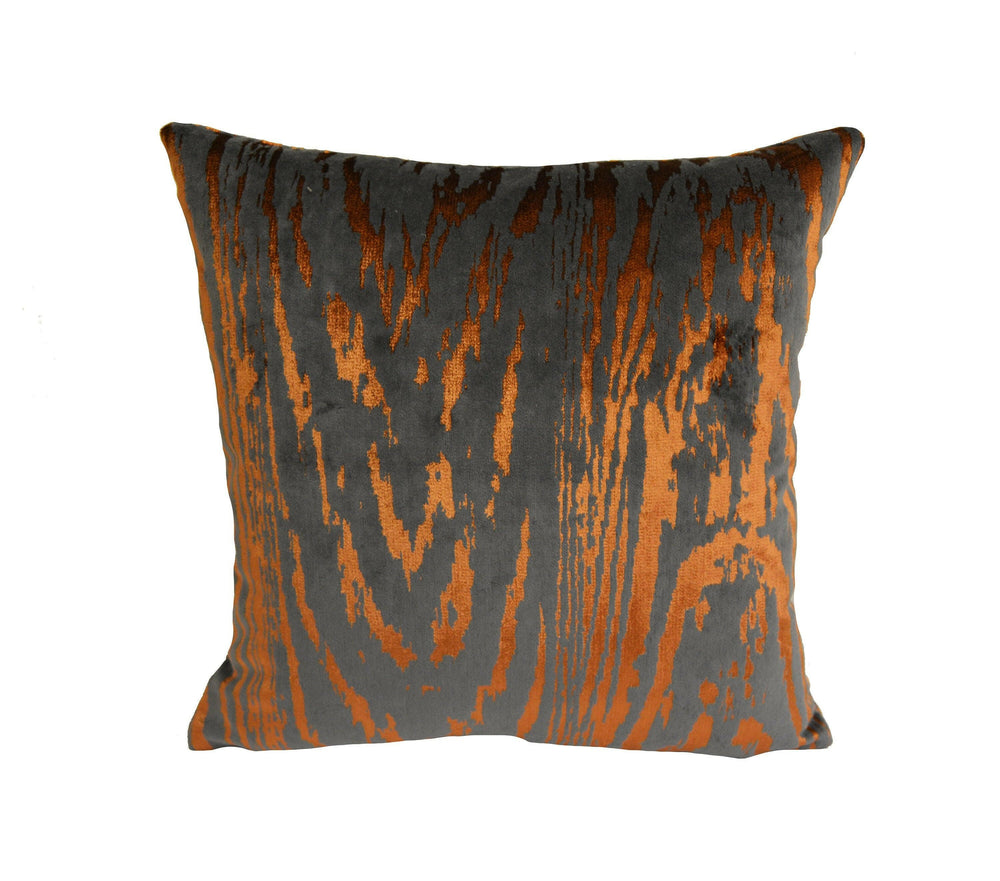 Kai - Marva - Copper - Mesmerising Metallic Plush Cut Velvet Designer Cushion Cover - Luxury Throw Pillow - Handmade Home Decor.