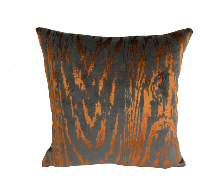 Kai - Marva - Copper - Mesmerising Metallic Plush Cut Velvet Designer Cushion Cover - Luxury Throw Pillow - Handmade Home Decor.
