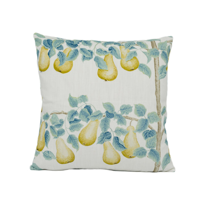 Sanderson - Perry Pears - Gold / Aqua - Stunning National Trust Fruit Orchard Cushion Cover Handmade Throw Pillow Designer Home Décor.