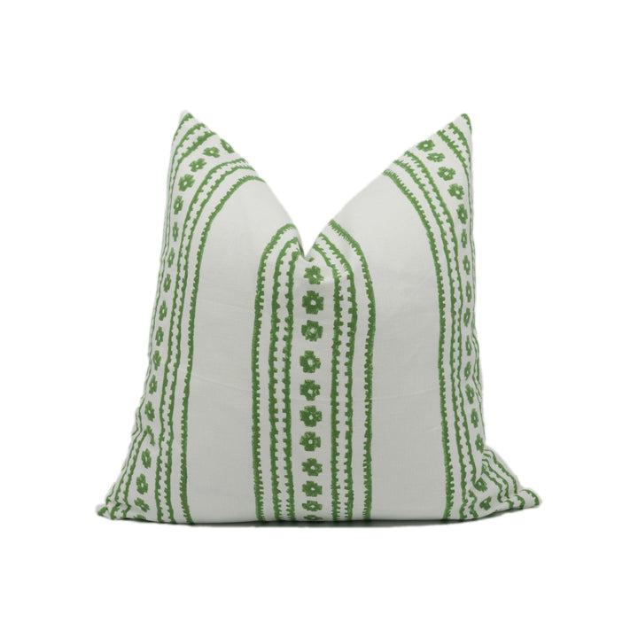 Thibaut - New Haven Stripe - Green - Crafty Playful Stripe Designer Cushion Cover - Luxury Throw Pillow - Handmade Home Décor.