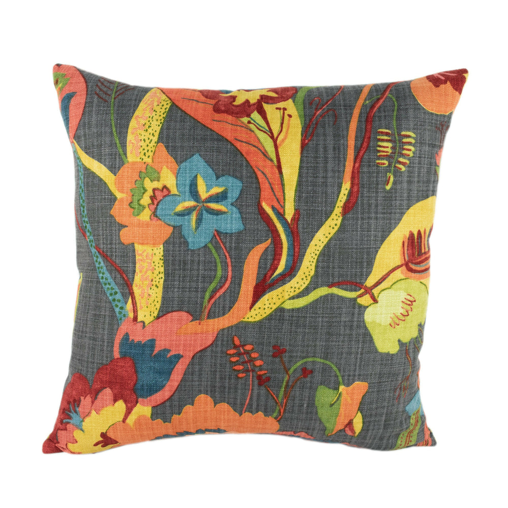 G.P. & J. Baker - California - Spice / Charcoal - Complex Floral Botanical Designer Cushion Cover - Luxury Throw Pillow - Handmade Home.
