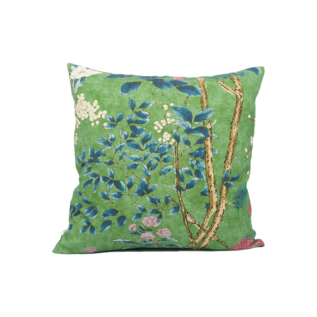 Thibaut - Katsura - Emerald - Rich Winding Japanese Maple Floral Designer Cushion Cover - Luxury Throw Pillow - Designer Home Decor.