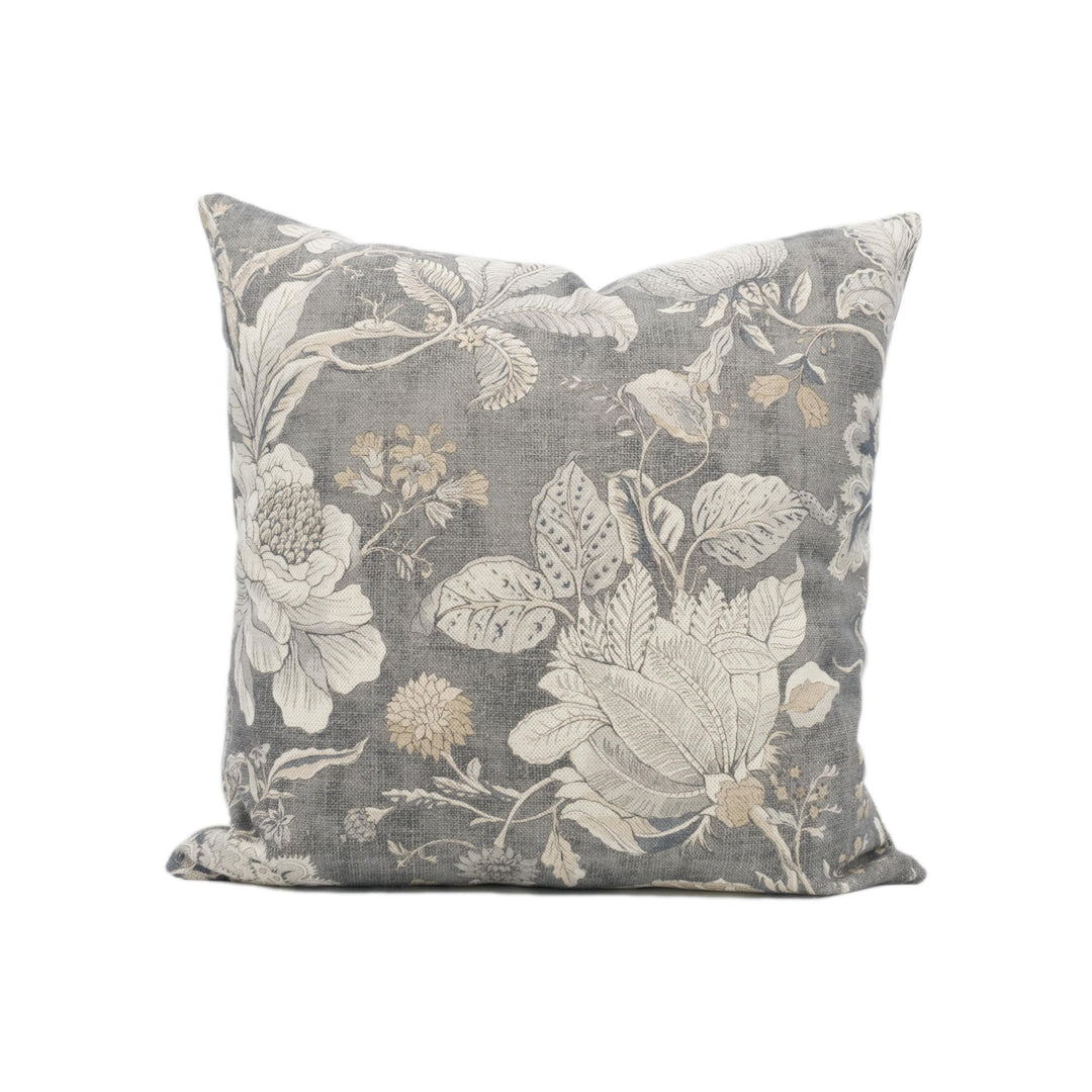 Clarke &amp; Clarke Sissinghurst Cushion Cover – Charcoal Floral Throw Pillow