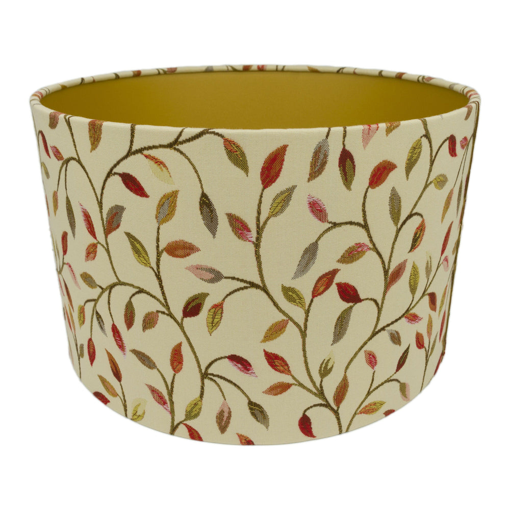Voyage - Cervino - Red / Nut - Lampshade - Ceiling Light - Gold Lined Foliage Vines - Handmade Designer Home Décor.