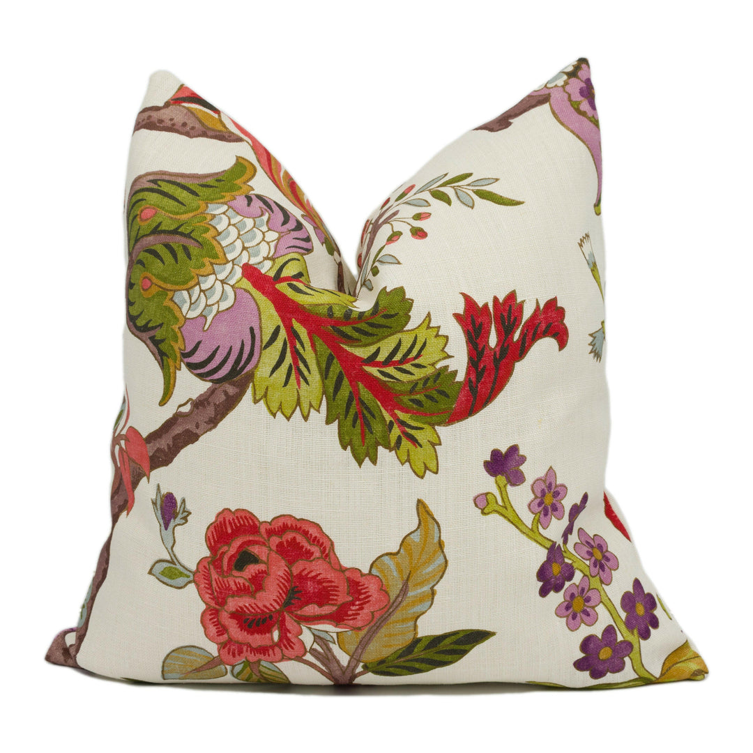 Sanderson - Fusang Tree - Cinnabar Red - Cushion Cover Throw Pillow Designer Home Decor.