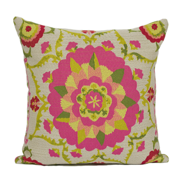 Sanderson - Anthos - Cerise / Lime - Stunning Woven Suzani Inspired Cushion Cover - Handmade Throw Pillow - Designer Home Décor.