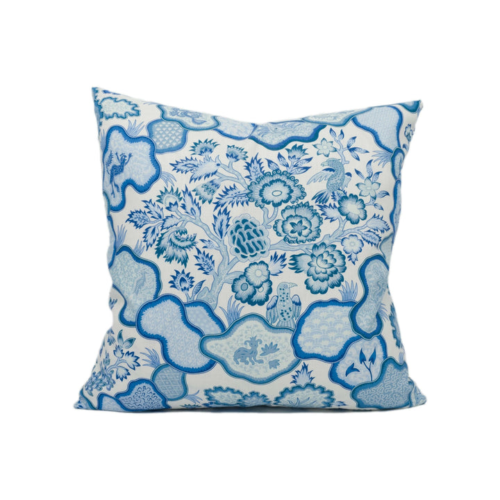 Scalamandre - Ziba - Porcelain Blue - Charming Bright Indonesian Batik Chintz Cushion Cover - Handmade Throw Pillow - Designer Home Décor.