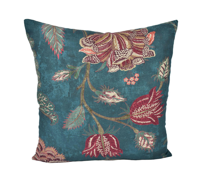 Zoffany - Indienne Print - Prussian Blue / Koi - Luxurious Floral Zoffany Archive Cushion Cover - Handmade Throw Pillow Designer Home Decor.