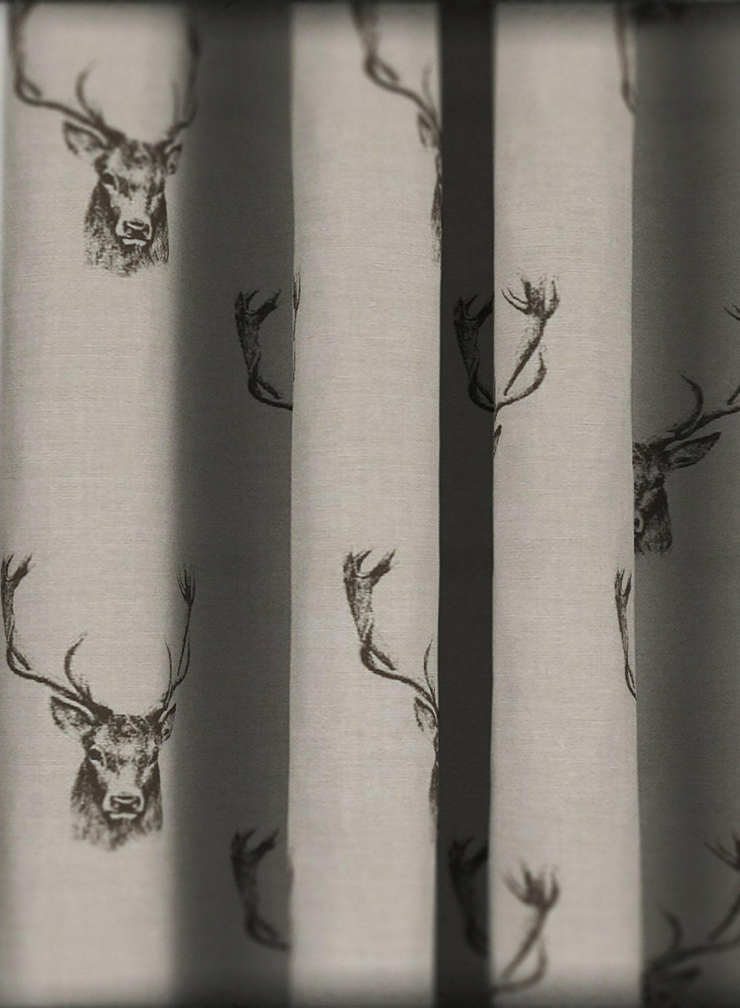 Fryetts - Stags - Charcoal - Made to Measure Curtains + buy by the metre.
