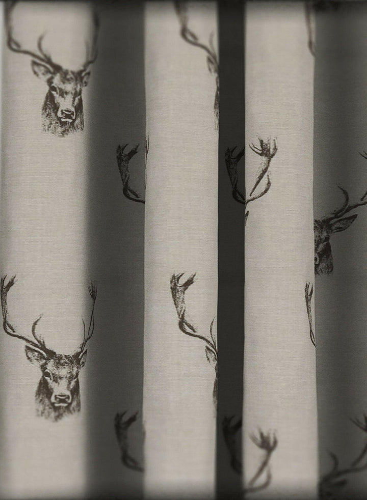 Fryetts - Stags - Charcoal - Made to Measure Curtains + buy by the metre.