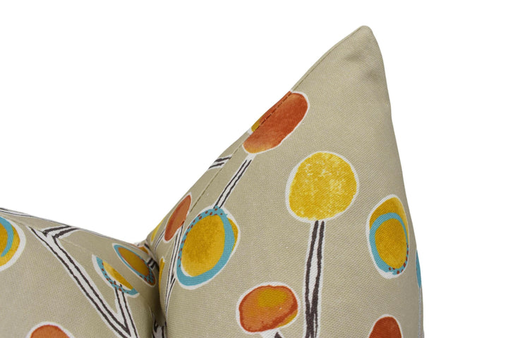 Scion - Berry Tree - Neutral / Tangerine / Powder Blue / Lemon - Artistic Colourful Tree Cushion Cover - Handmade Throw Pillow Designer Home.