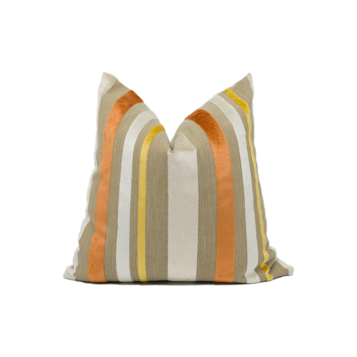 Designers Guild - Trasimeno - Oyster - Luxurious Cut Velvet Striped Cushion Cover - Handmade Throw Pillow - Designer Home Décor.