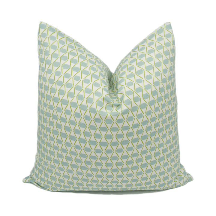 Thibaut - Denver - Spa Blue and Green - Whimsical Geometric Cushion Cover - Handmade Throw Pillow -Designer Home Décor.