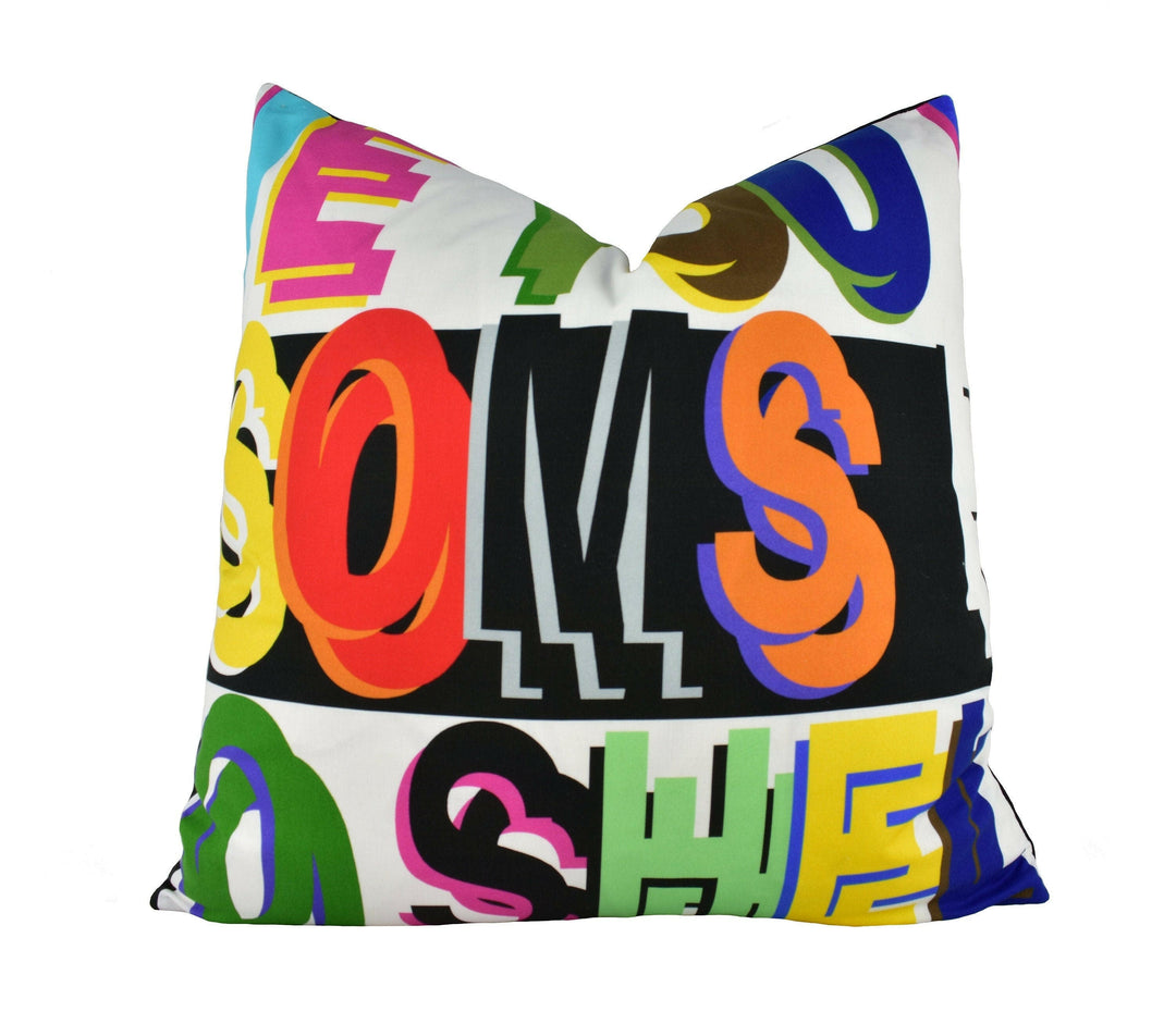 Schumacher - Robert Burns - Multi - Warhol-esque Rainbow Poem - Designer Cushion Cover - Handmade Throw Pillow - Luxury Home Decor.