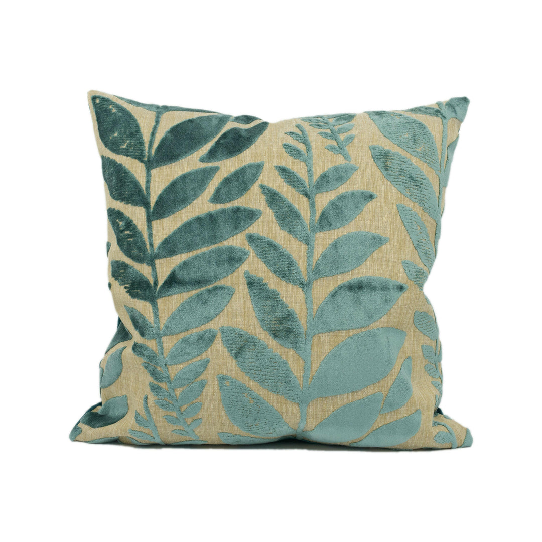 Designers Guild - Foglia - Azure - Handsome Fern Leaf Nature Inspired Cut Velvet Cushion Cover - Handmade Throw Pillow - Designer Home Décor.