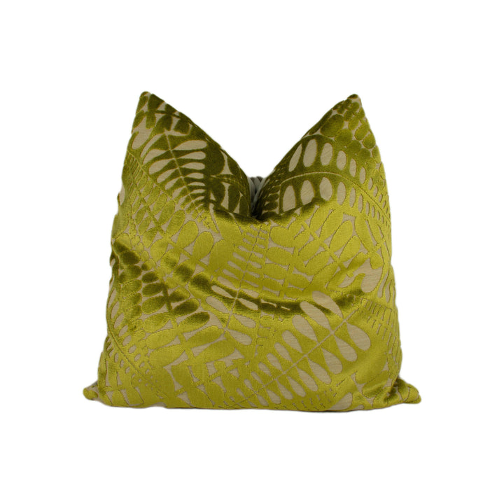 Harlequin - Arcadia Velvet - Moss and Neutral - Designer Art Deco Cut Velvet Cushion Cover Throw Pillow Home Decor.