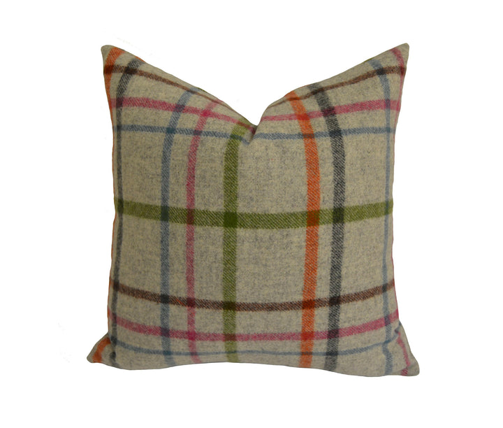 Abraham Moon - Multicheck - Grey - 100% Wool Cushion Cover - Designer Plaid Pillow Cover - Handmade Custom Abraham Moon Pillow.