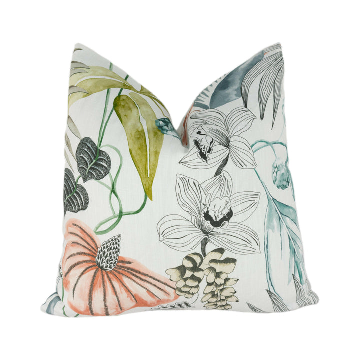 Harlequin - Habanera - Coral / Harbour / Lime - Ibiza Inspired Tropical Floral Handmade Cushion Cover Throw Pillow Designer Home Decor.