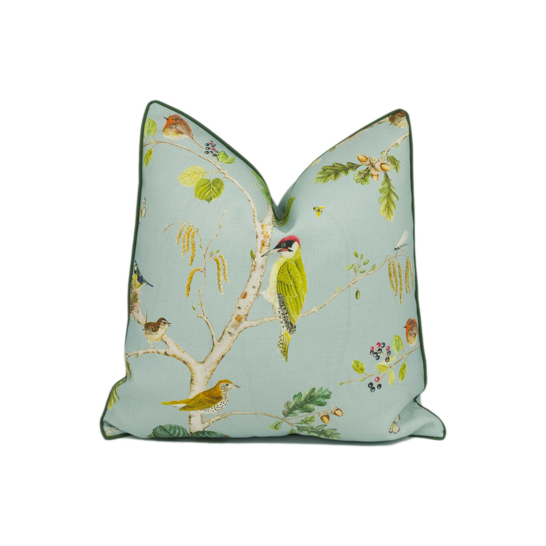 Sanderson - Woodland Chorus - Sky Blue / Multi - Bright Designer Outdoor Fabric Cushion Cover Throw Pillow Home Décor.