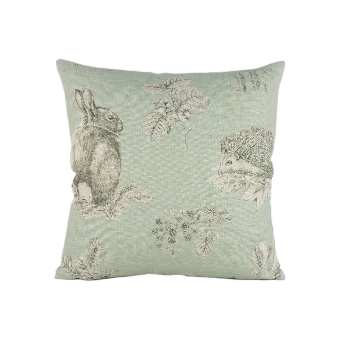 Sanderson - Squirrel &amp; Hedgehog - Seaspray / Charcoal - Stunning Designer Cushion Cover Home Décor Throw Pillow.